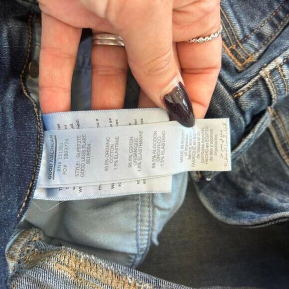 Good American Good Legs Flare Jeans 6/28 Medium Wash Blue 004 30" Inseam Organic - Picture 8 of 8